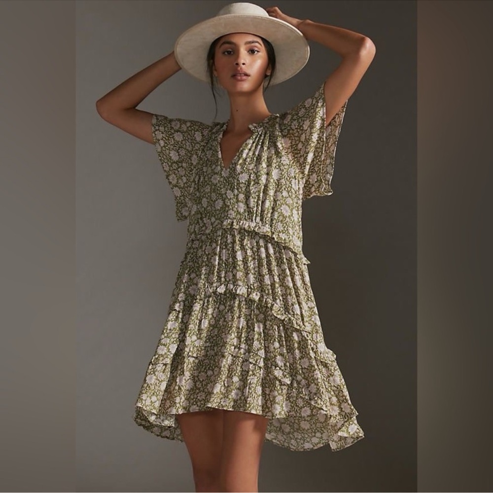 Anthropologie Robin Tiered Mini Dress Size Small
